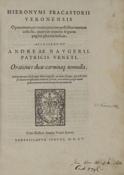 null FRACASTORO, Girolamo - Opera omnia in unum proxime post illius mortem collecta....