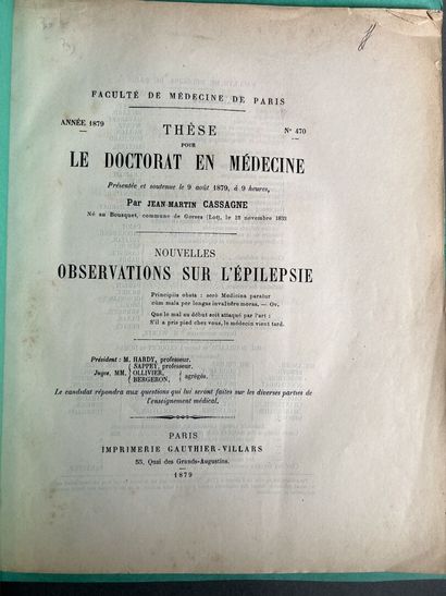 null [ÉPILEPSIE] - ARDOIN, Jean - Tentamen medicum. De Epilepsia. Montpellier, J.-Fr....