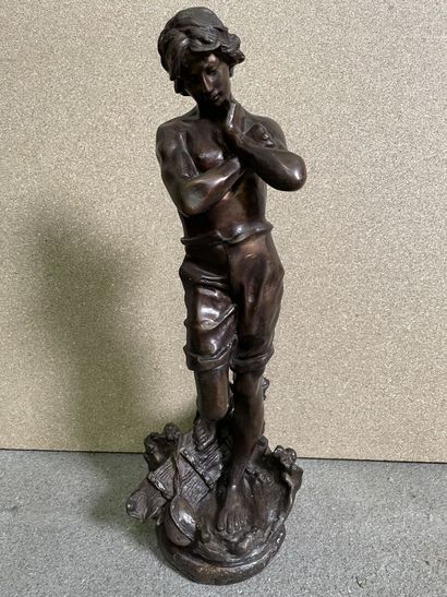 Auguste MOREAU (1834-1917)

Young boy

Bronze,...