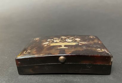 null Tortoiseshell fly box with mother-of-pearl and gold decoration representing...
