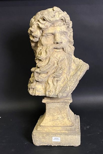 Bust of a bearded man in reconstituted stone....