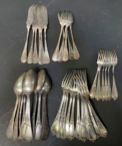 Set of silver plated flatware including:

12...