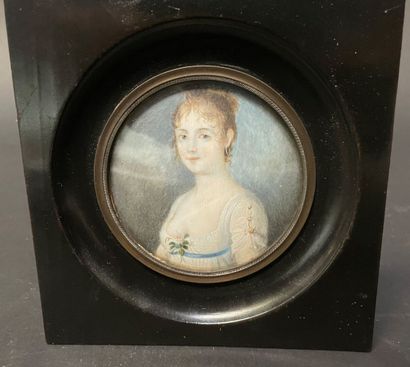 null French school of the beginning of the XIXth century 

Young girl with a flowery...