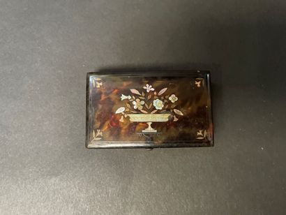 null Tortoiseshell fly box with mother-of-pearl and gold decoration representing...
