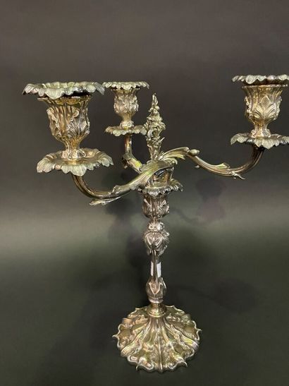 Candelabra with three lights in silver plated...