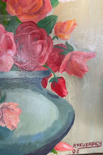 null Paul FEUERBACH (1909-2000)

-Blue vase, 1993

-Bouquet of roses

-Seaside

Three...