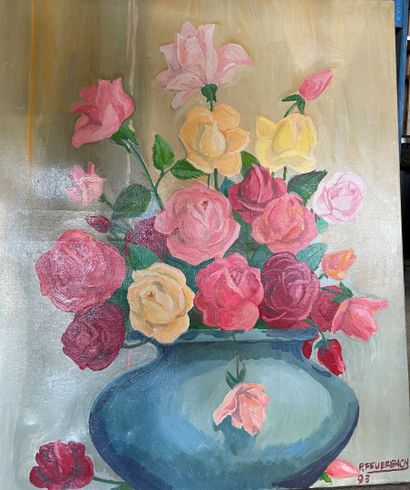 Paul FEUERBACH (1909-2000)

-Blue vase, 1993

-Bouquet...