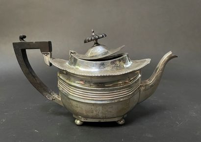 null English silver coffee pot and its milk jug, the handle of the coffee pot in...