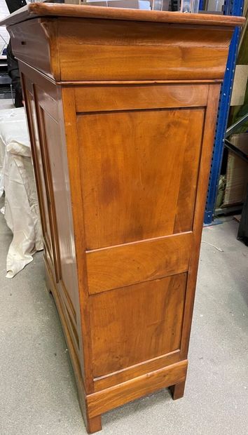 null Small fruitwood cupboard with two doors and two drawers.

Provincial work of...