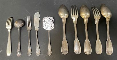 Lot of silver cutlery including: three small...