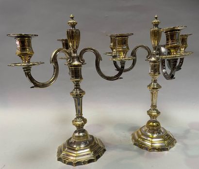 Pair of important three-light torches in...