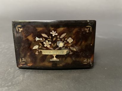 null Tortoiseshell fly box with mother-of-pearl and gold decoration representing...