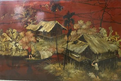 null Vietnamese school, BINH-DUONG

View of an animated village by the river

Lacquer...
