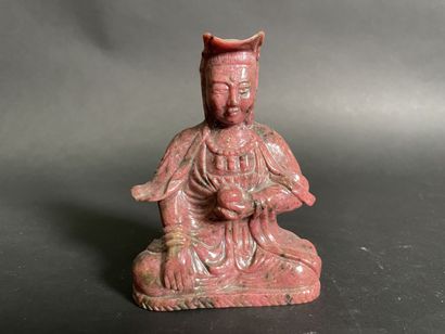 null Seated Buddha in meditation position taking the earth as witness, in pink marble...