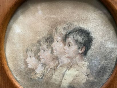 null French school end of XIXth century. 

Portrait of children

Pastel

Diameter...