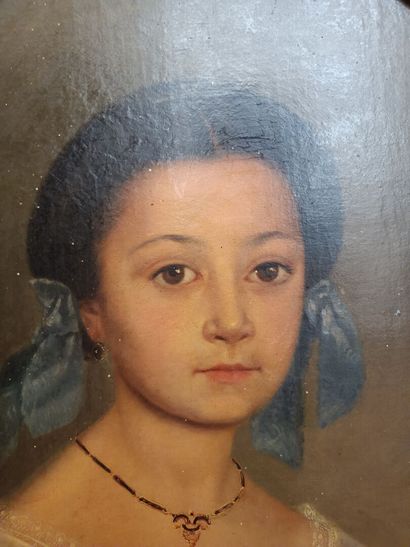 null French school of the middle of the XXth century.

Portrait of a young girl

Oval...