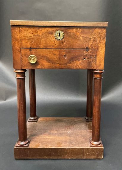 Mahogany veneered work table with a drawer...