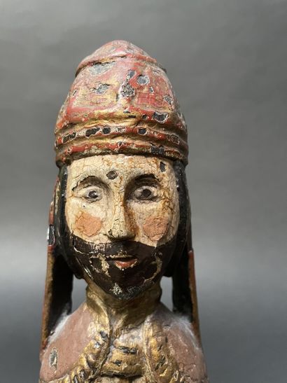 null Statue of a bishop in painted and carved wood.

Popular work of the XIXth century.

H...