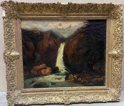 null Swiss school of the 19th century

Family of peasants near a waterfall

Oil on...