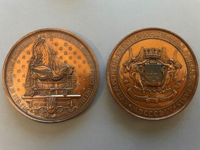 null Two copper medals : 

-Second Empire, Tribute of the city of Paris to the Emperor...