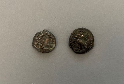 null Carnutes. Lot of two bronzes with a winged horse and a cross, the second one...