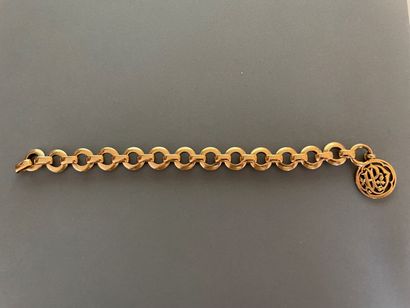 null Round mesh bracelet in yellow gold holding a pendant numbered ED 

Length :...