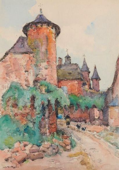 Louis MONTAGNE (1879-1960) Vues de Collonges: Vieilles maisons et tours de l'Église...