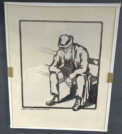 null Georges DORIVAL (1871-1939)
Vieillard assis sur un banc.
Dessin signé en bas...