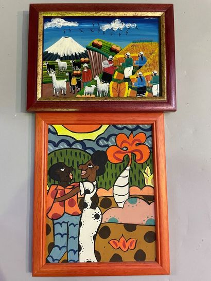 null Lot de tableaux de l'Ecole haïtienne contemporaine.
