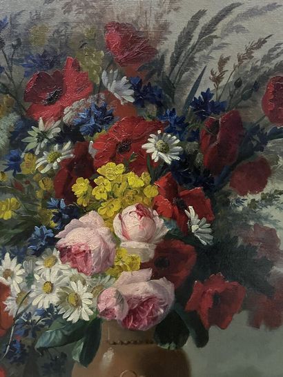 null J. VIARD, fin XIXème-Début XXème siècle
Vase de fleurs
Huile sur toile, signée...
