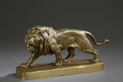 null Louis VIDAL (1831-1892)
Lion rugissant
Épreuve en bronze doré signé sur la base.
H....