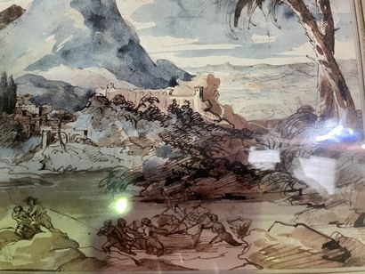 null Italian school, in the taste of the 18th century
Animated landscape
Pen and...