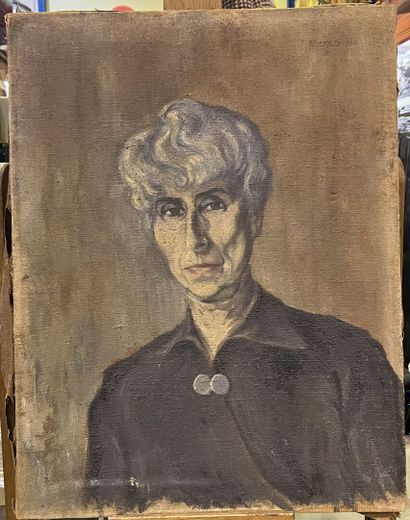 null René MENDES-FRANCE (1888-1985)
Portrait de femme âgée
Huile sur toile signée...