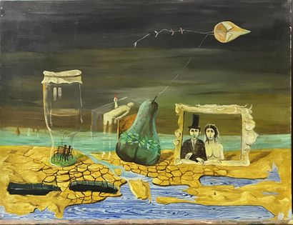 null David MESHULAM (1930-1987)
Lot de 4 tableaux : 

Nature morte au pain
Huile...