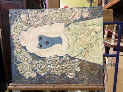 null Edgar STOEBEL (1909-2001)
Femme au cheveux blanc et visage bleu
Huile sur toile,...