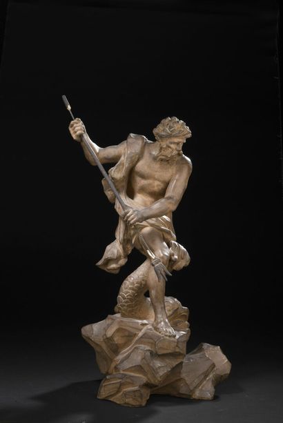  Statue in terracotta representing Neptune after Bernini; this denier represented... Gazette Drouot