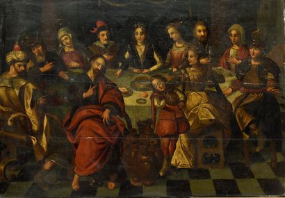 null ANVERSOISE school of the late 16th century
The wedding of Cana
Oak panel, four...
