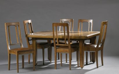 null Louis MAJORELLE (1859 - 1926)
	Table de salle à manger et ses six chaises en...