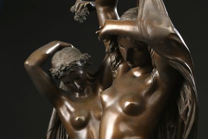 null Mathurin MOREAU (1822-1912)
Les fées aux fleurs et amours
Bronze à patine brune,...