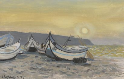 null Roger CHAPELAIN-MIDY (1904-1992)
Sur la plage de Nazaré
Huile sur toile, signée...
