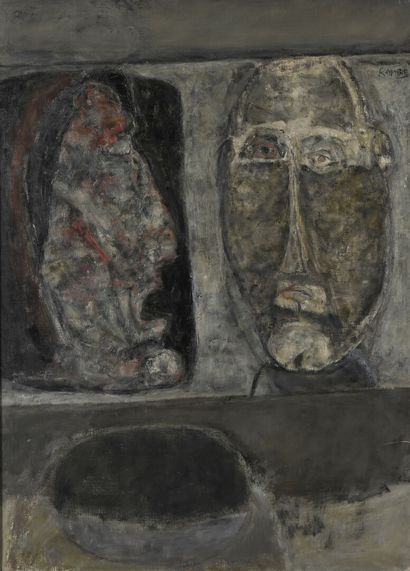 null Paul RAMBIÉ (né en 1919)
Visages, face et profil, 1966
Huile sur toile, signée...
