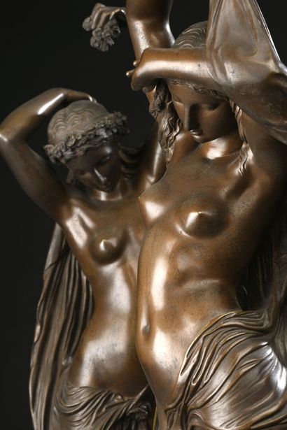 null Mathurin MOREAU (1822-1912)
Les fées aux fleurs et amours
Bronze à patine brune,...