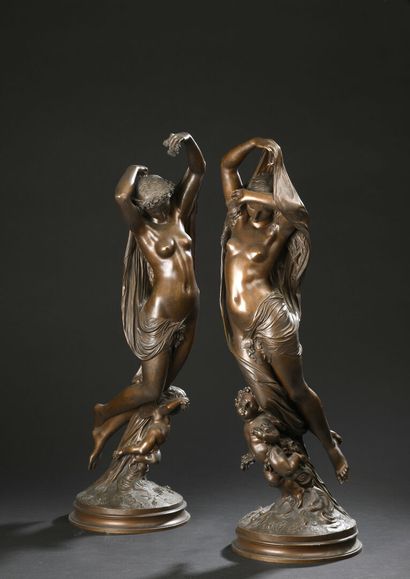 null Mathurin MOREAU (1822-1912)
The fairies with flowers and loves
Bronze with brown...