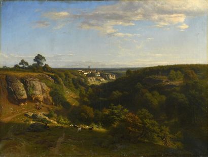 null Joseph QUINAUX (1822-1895)
The pasture
Oil on canvas signed lower left and dated...