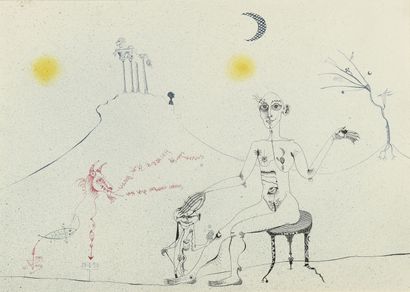 null Joan PONÇ BONET (1927-1984)
Characters under the moon, 1950
Drawing in Indian...