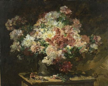 null Georges JEANNIN (1841-1925)
Vase of flowers on a table
Oil on canvas, signed...