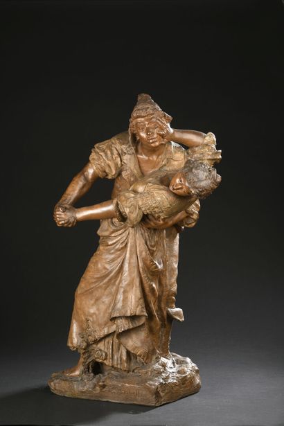 null Costantino BARBELLA (1852-1925)
Les avances
Sculpture en terre cuite, signée,...