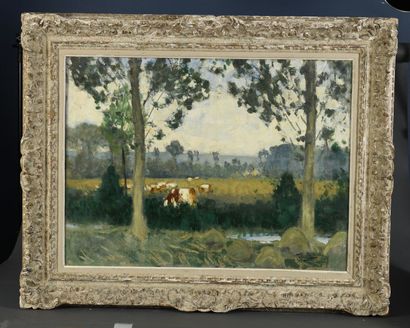null Pierre-Eugène MONTEZIN (1874-1946)
Vaches dans un près
Huile sur toile, signée...