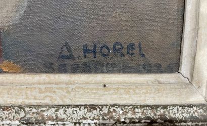 null Albert HOREL (1876-1964)
Rue arabe animée 
Huile sur toile signée datée 1934...