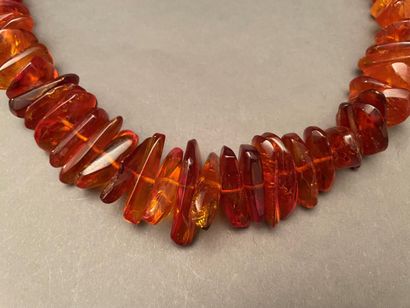 null Necklace of amber in fall, clasp metal.
Weight : 79,2 g.- L. : 60 cm